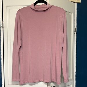 Boutique Long Sleeve Mock Neck Top - Dusty Rose